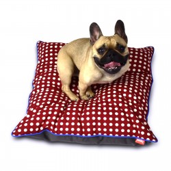 Pooky Pets - Cushions - Polka Dot  - Red - Grey